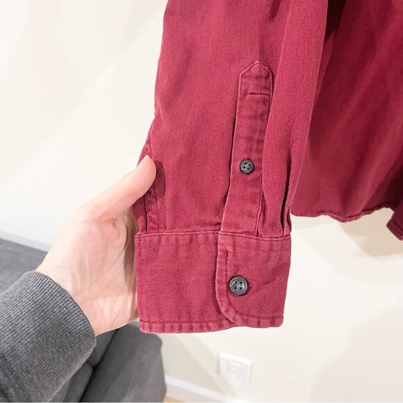 Wrangler comfort flex button front casual shirt men’s size 2XL burgundy - Picture 6 of 7